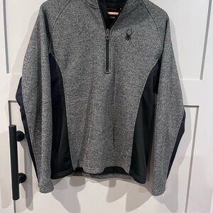 SPYDER Mens Size M Black Pullover Quarter Zip Mock Neck Sweater